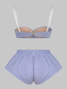 STYLE PEEK A BOO CHEEKY SHORTS BLUE