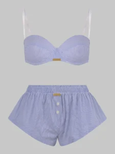 STYLE PEEK A BOO CHEEKY SHORTS BLUE