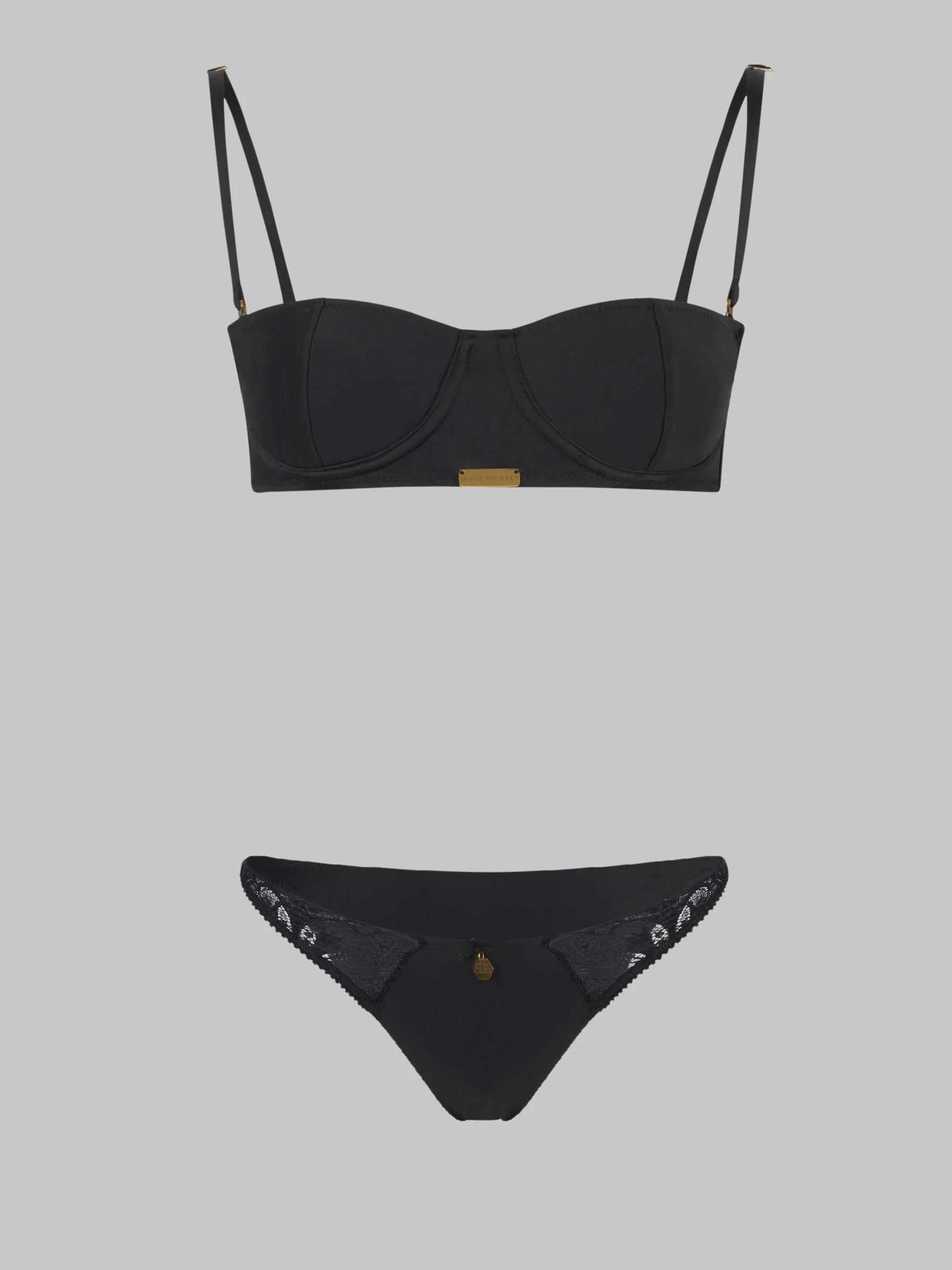 STYLE “SUSHI GANG” UNDERWIRED BALCONETTE BIKINI TOP BLACK