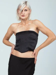 WRAPPED UP DRAMA BLACK SATIN